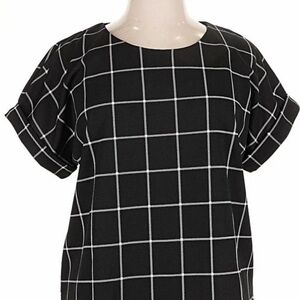 MELLODAY Black and White Checkered Women's Top